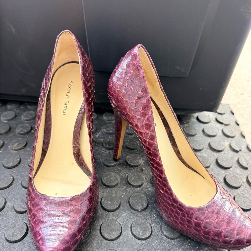 Alexandre Birman Burgundy Snakeskin Heels